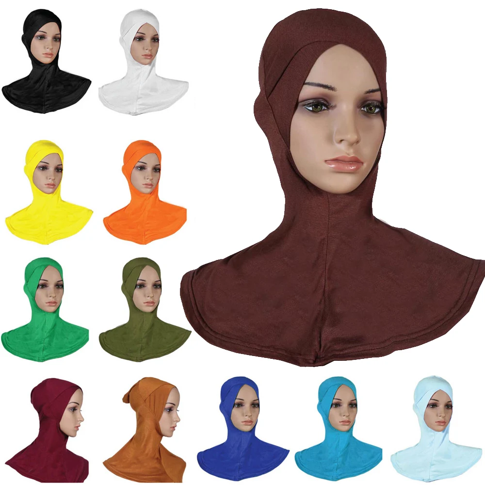 Couleur unie croix bonnets chapeau Bonnet sous-écharpe femmes musulman écharpe instantanée Hijab islamique foulard Amira Ninja Ninja casquette Turban