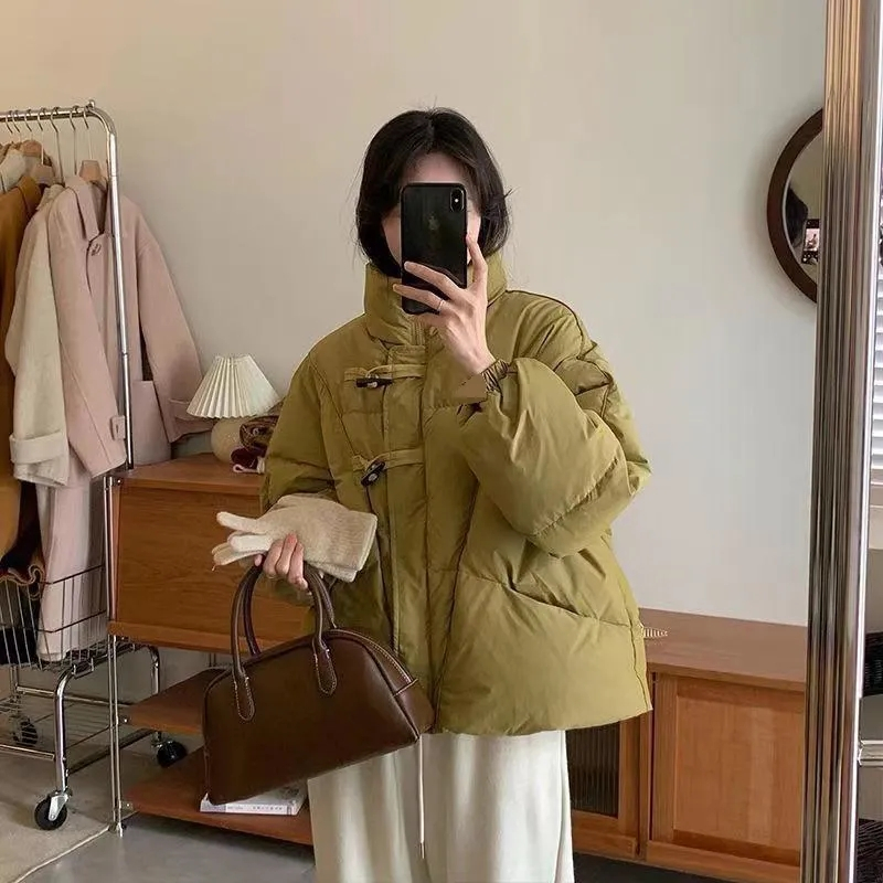 Veste courte rembourrée en coton à col montant pour femme, parkas chaudes épaisses, manteau vintage, nouvelle version coréenne, hiver