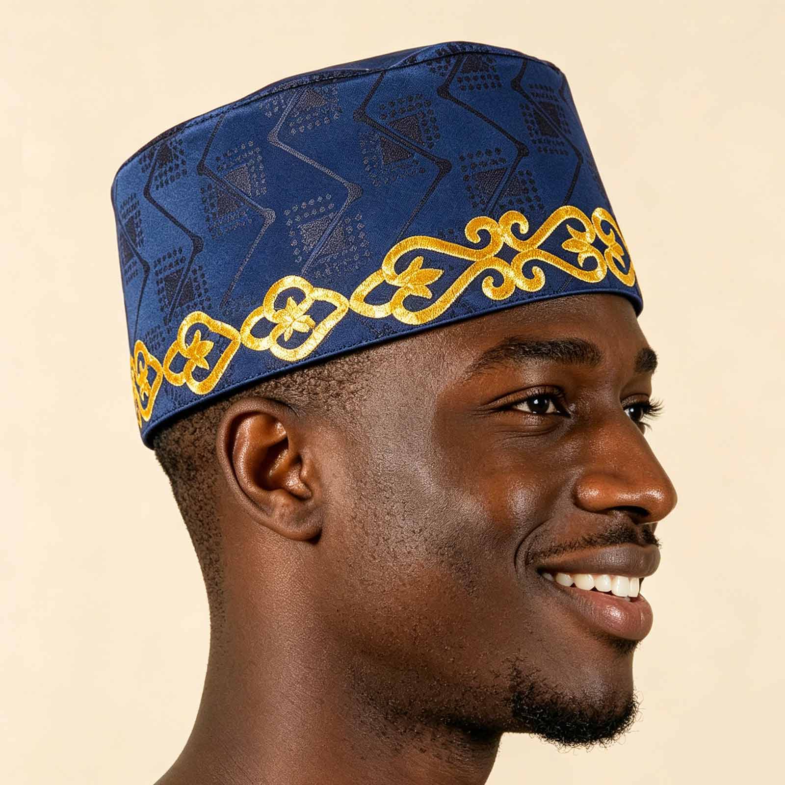 Hommes chapeaux de prière islamique africain musulman kippa casquettes arabes hommes arabie coton or broderie enveloppement musulman Islam hommes chapeau foulard