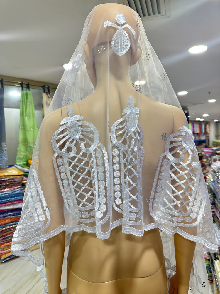 En promotion : Nouveauté 2026 – Voile africain brodé pour femmes musulmanes, style Dubaï, châle islamique en voile