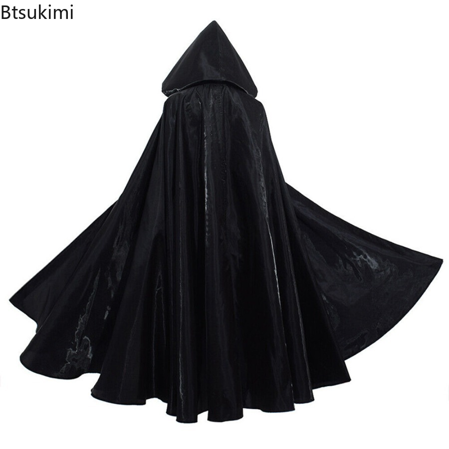 Robe longue à capuche pour femmes et hommes adultes, Cape à capuche, sorcellerie, vacances de noël, couleur unie, Cape médiévale, Costume de fête d'halloween