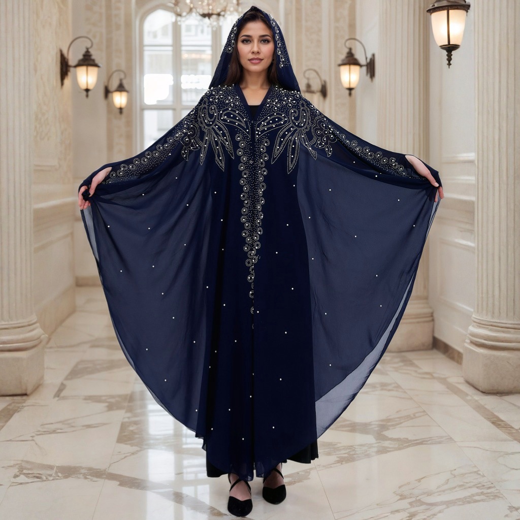 Robes Jalabiya Abaya pour femmes musulmanes, à capuche, avec strass, style cape, tenues de l'Aïd, Ramadan, Dubaï, Kaftan, Vestidos 2026