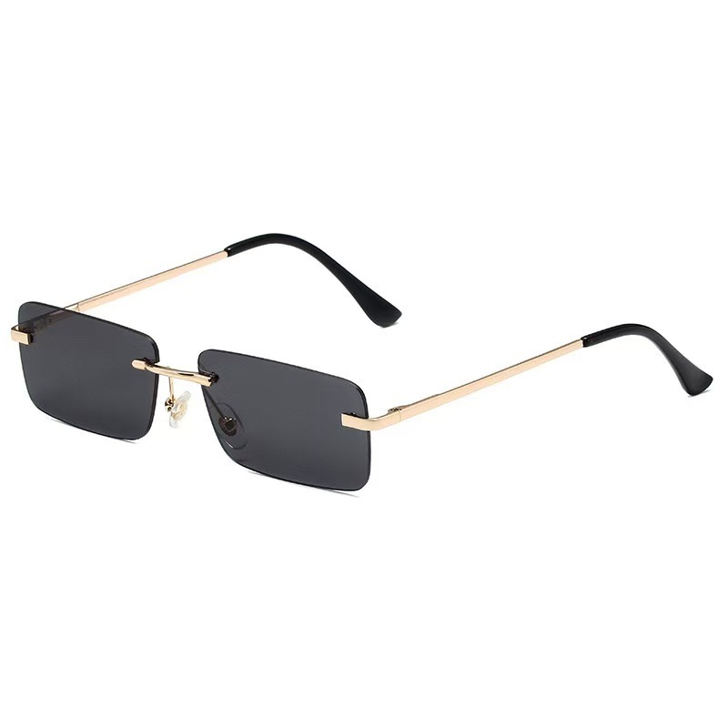 Lunettes de soleil carrées sans monture pour femmes et hommes, petite monture, verres Ocean, charnière à ressort, protection UV400, confortables, tendance, rectangulaires, pour la plage