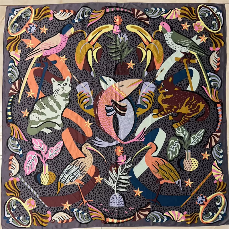 Mouchoir imprimé surdimensionné, 120cm x 120cm