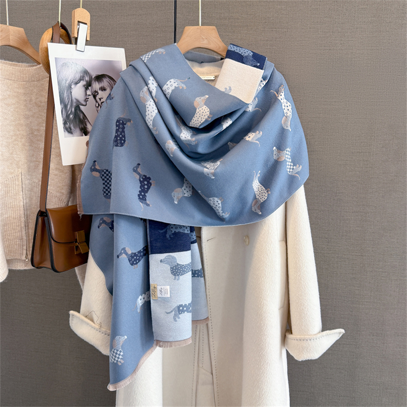 Hiver femme écharpe cachemire châles enveloppes femmes chien imprimer longues Hijab étoles Pashmina Bufanda gland automne dame bandeau 2025