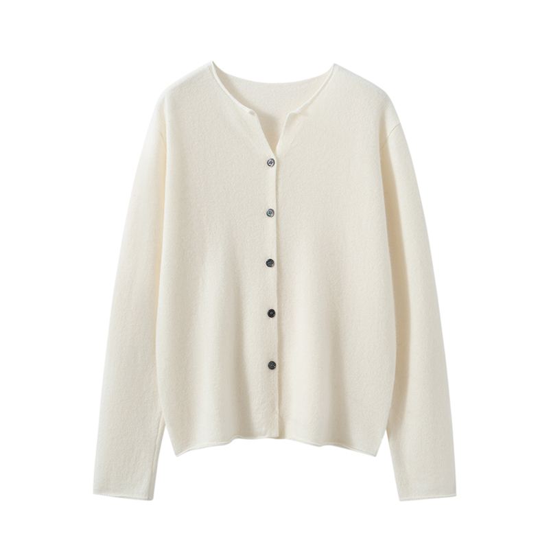 2025 printemps et automne femmes Cardigan 100% cachemire tricoté pull Chic hauts dame manteau court décontracté col rond lâche femmes chemise