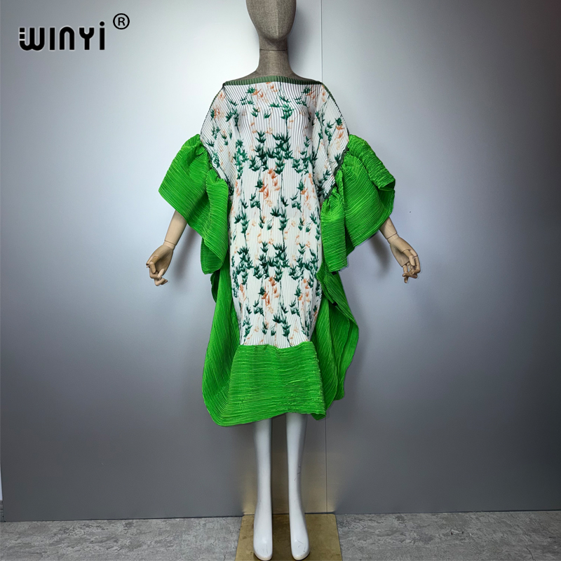 Robe plissée élastique WINYI BOHO pour femmes musulmanes, paréo de plage, caftan, abaya, robe longue de luxe Dubaï pour les vacances et les anniversaires