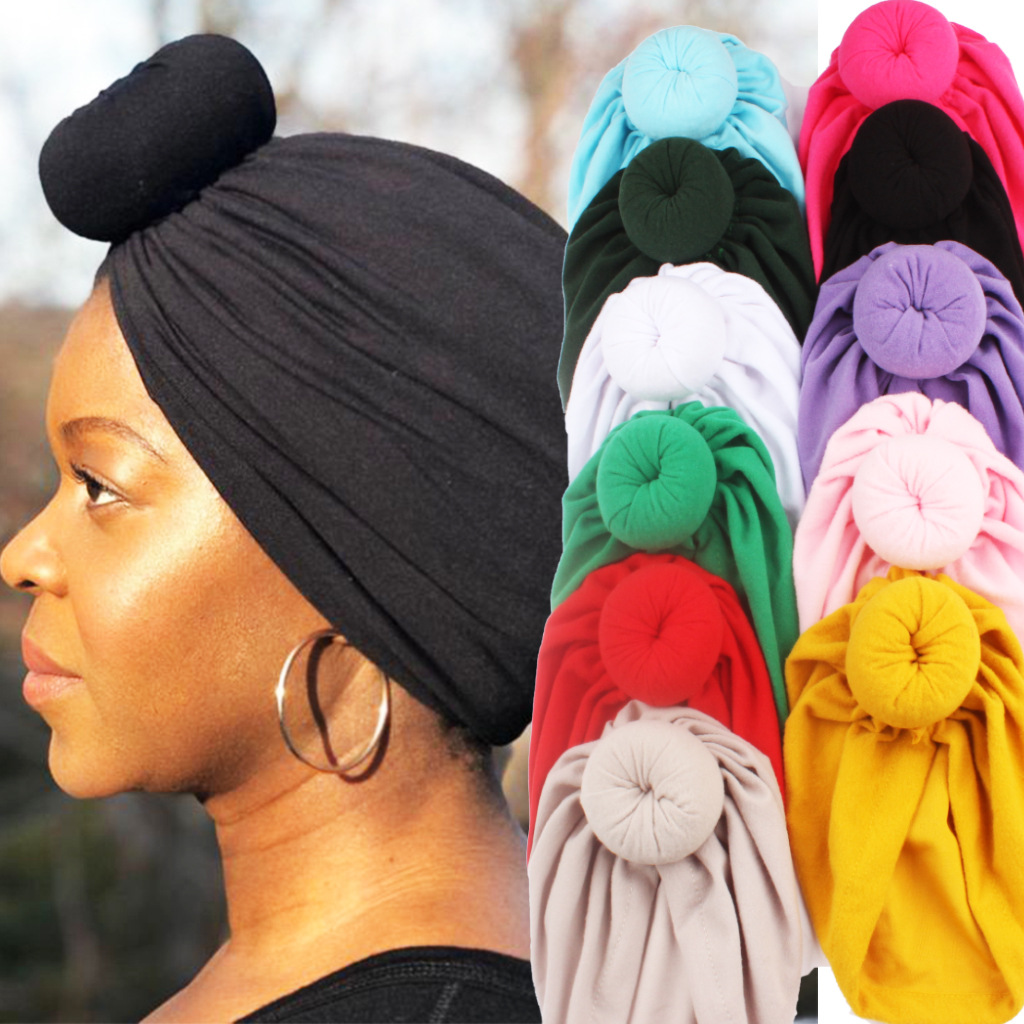 Nouveau Turban en Coton Doux pour Femme, Bonnet Hijab Musulman Uni avec Nœud Donut, Coiffe Tendance Extensible pour Dames