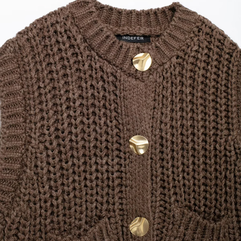 Gilet femme vêtements d'extérieur sans manches marron pull tricot gilet femmes Preppy recadrée chandails automne hiver gilet femme tricots