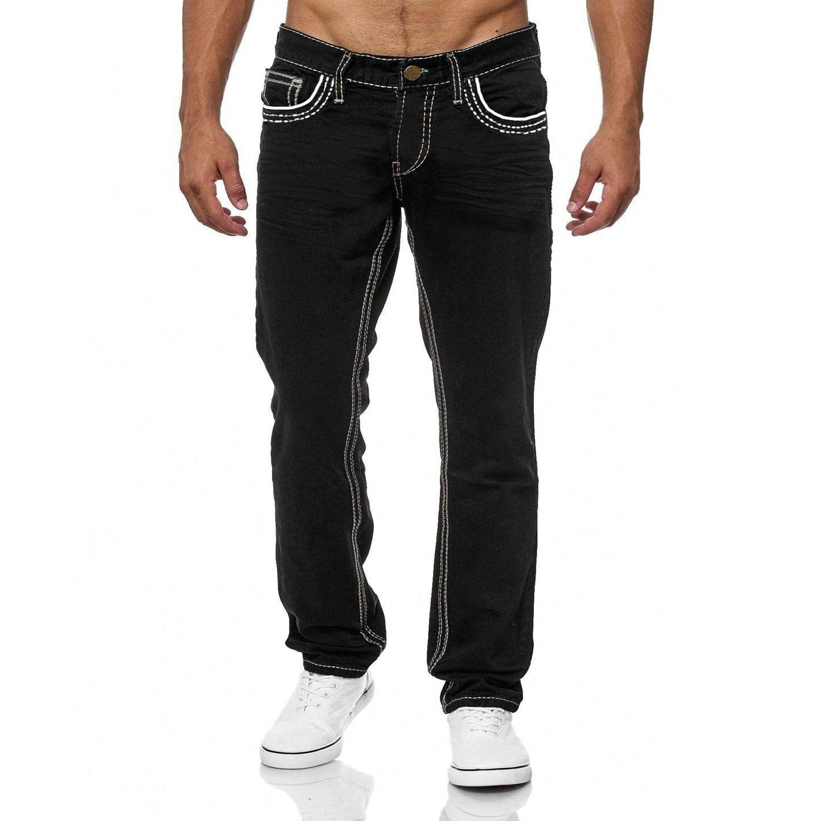 Hommes jean noir pantalon droit printemps automne poches Denim décontracté Tousers bleu clair haute qualité Streetwear jean hommes