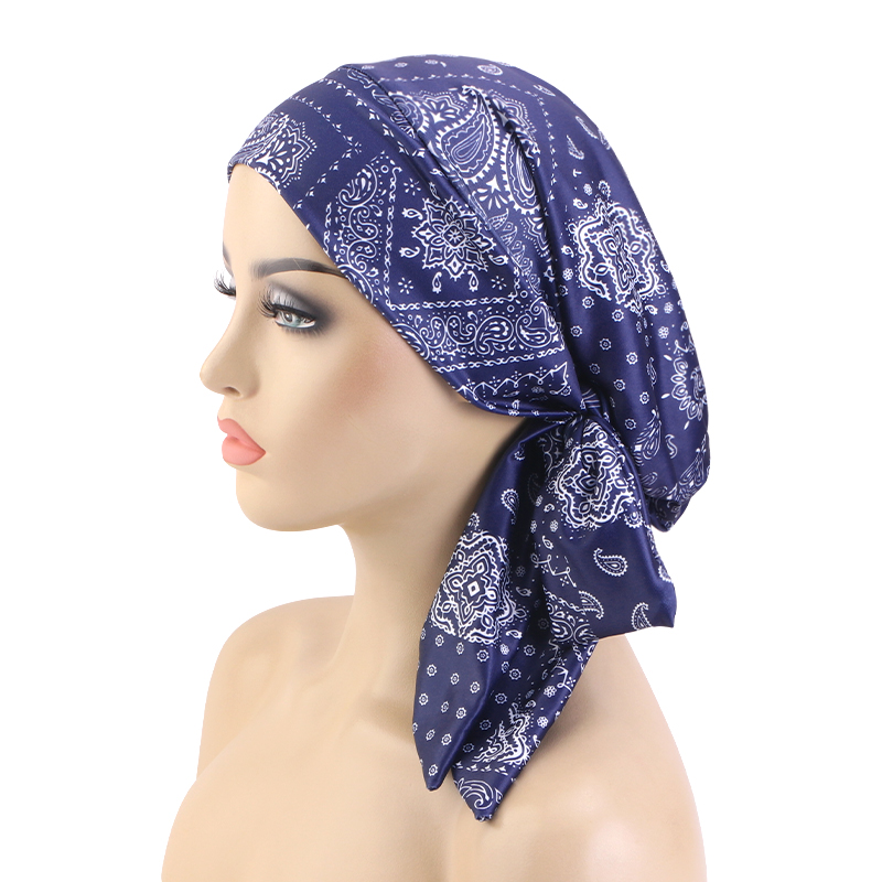 Foulard élastique pour femmes musulmanes, fleurs de cajou flottantes avec une foulard, bandeaux