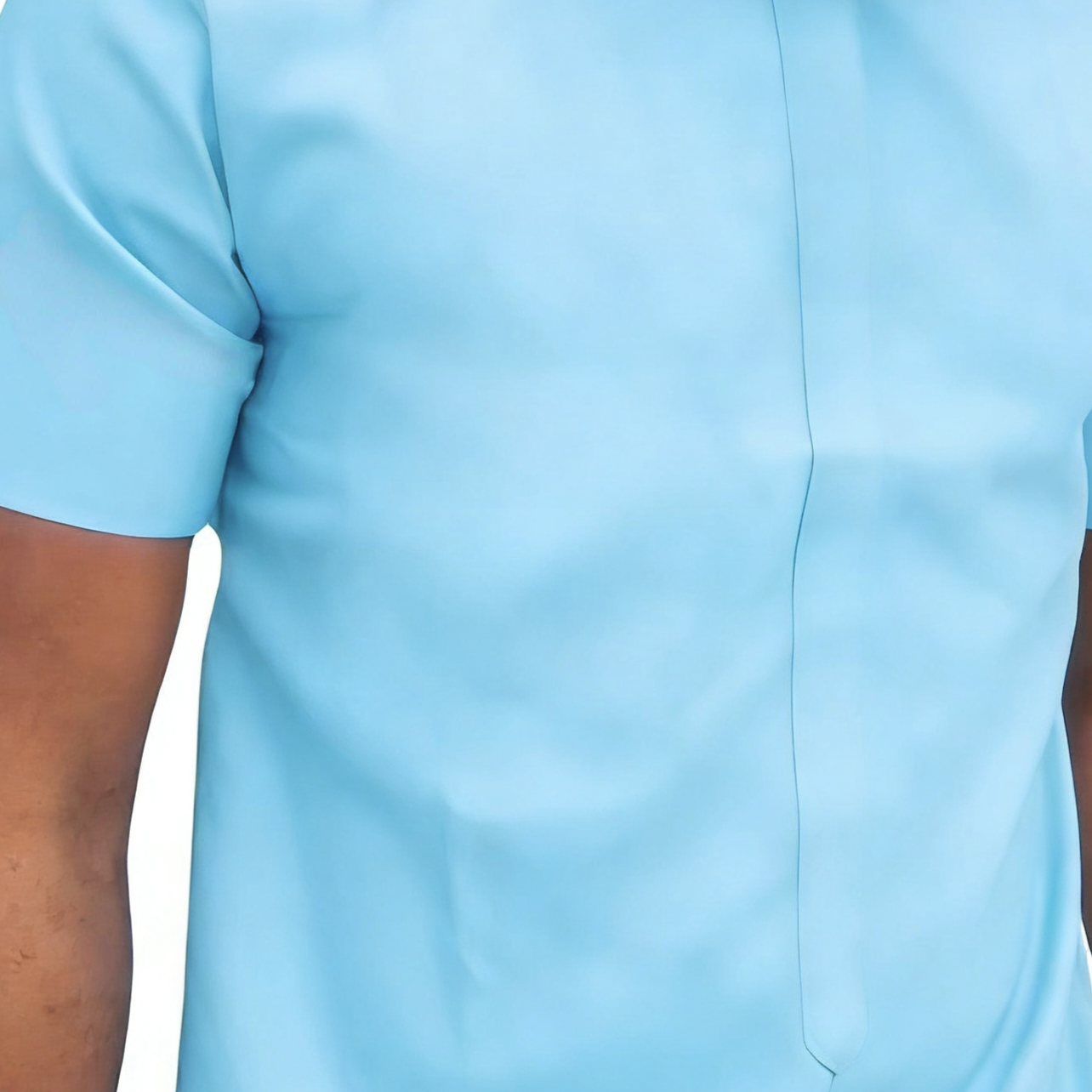 Ensemble de vêtements africains élastiques en coton bleu ciel pour hommes, haut à manches courtes et pantalon, vêtement nigWin ultra fin et respirant, mode