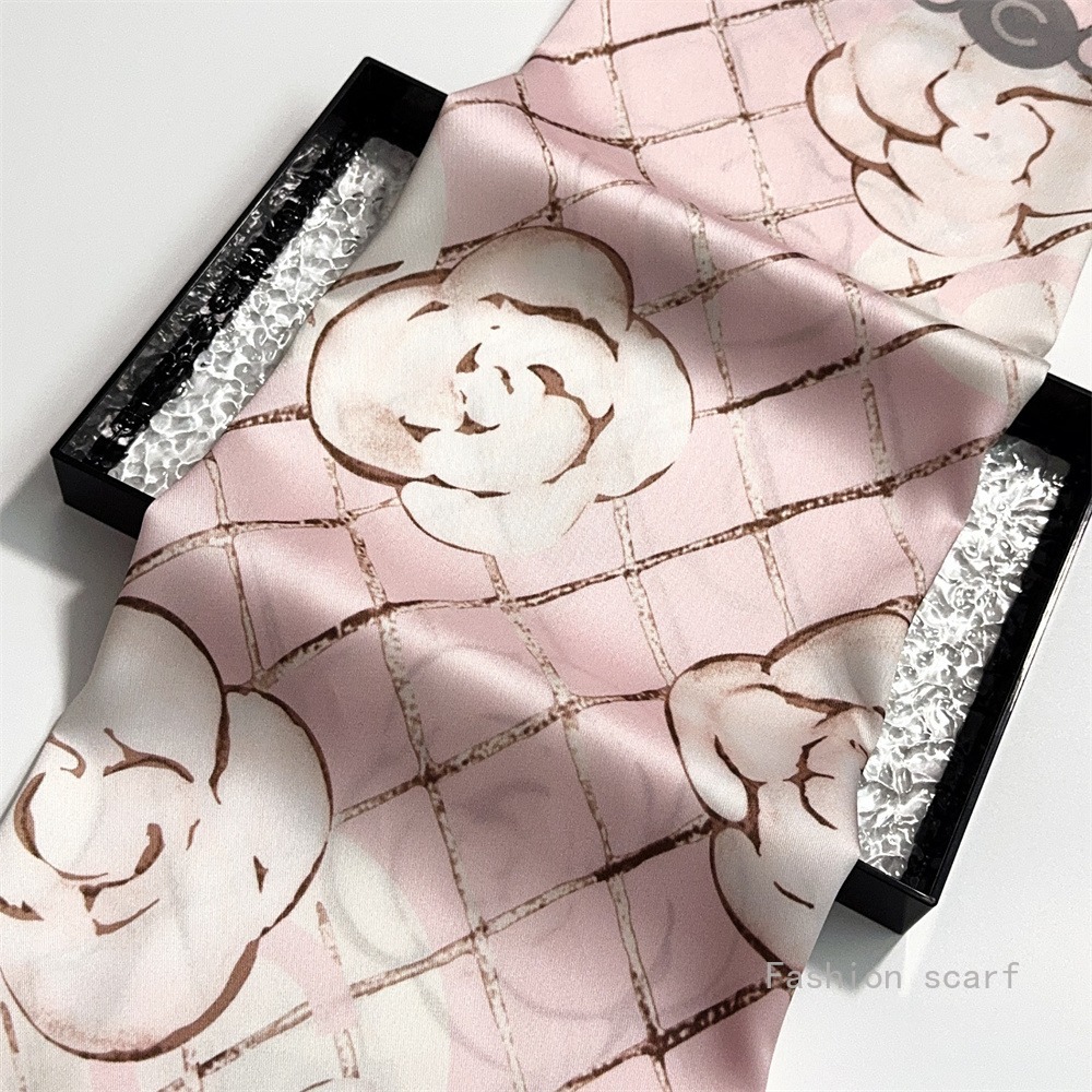Français 90cm Plaid Rose sergé soie femmes voyage crème solaire châle grand carré écharpe foulard foulard foulards pour les femmes de luxe