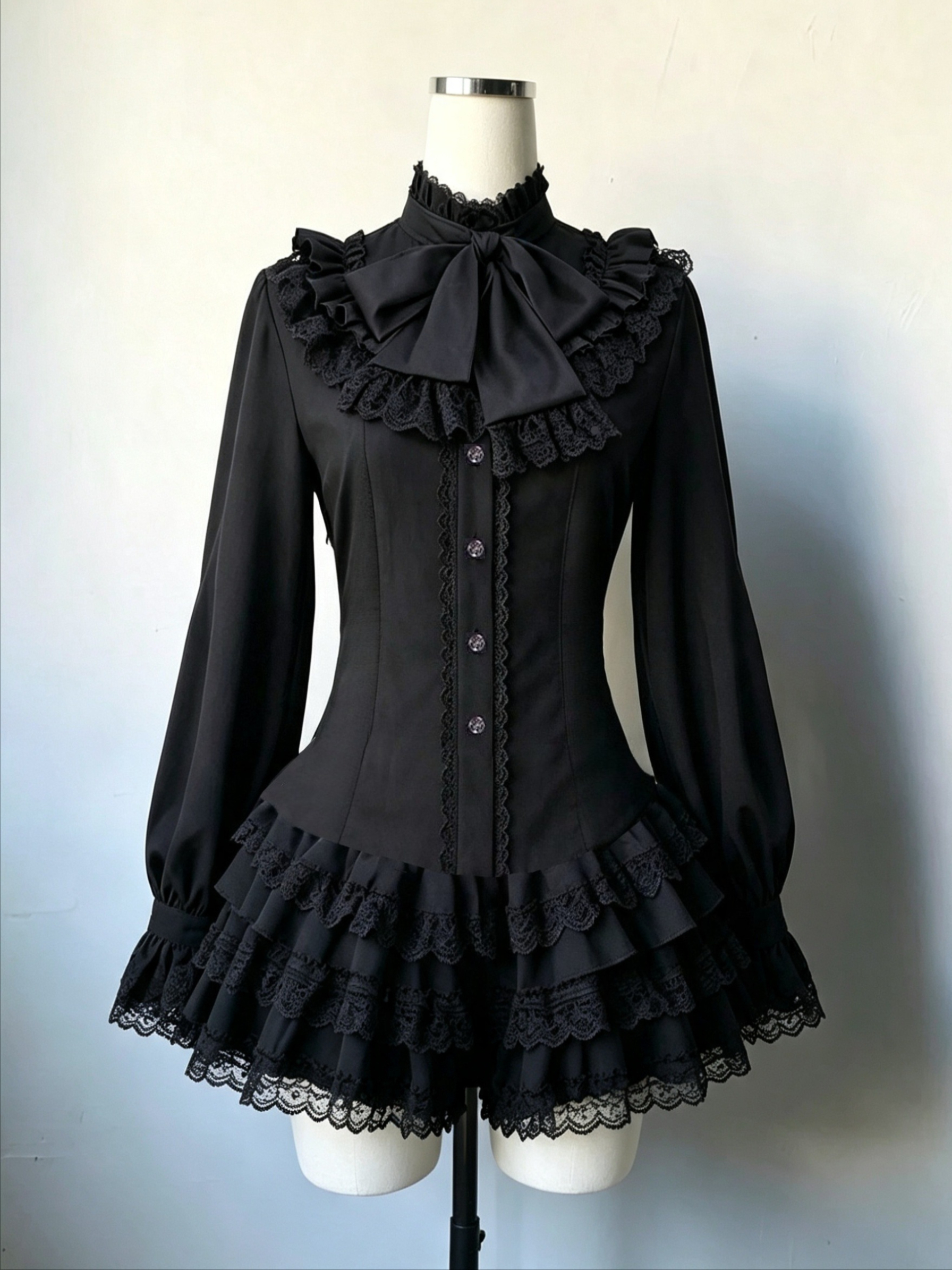 Robe Gothique Punk à Volants et Manches Évasées avec Nœud sur le Devant, Mini-Robe à Étages Style Gothique Vintage Américain Années 2000, Vêtement Décontracté Streetwear pour Femme 2026