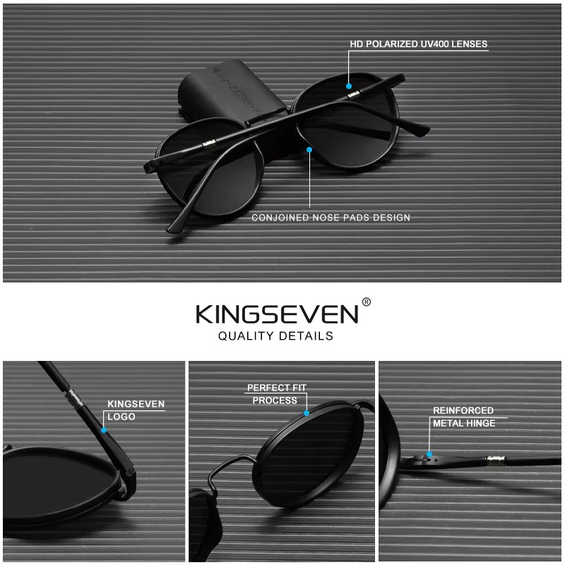 KINGSEVEN – lunettes de soleil à monture ronde pour hommes et femmes, polarisées UV400, nouveau Design de marque de luxe, vintage, lunettes de protection, 2023