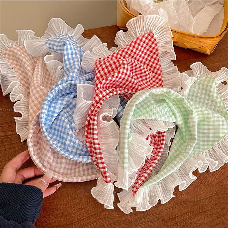 Foulard bandeau en dentelle pour femmes, Bandana Triangle de Style français avec bandeau intégré, accessoire pour cheveux Chic pastoral, 2025