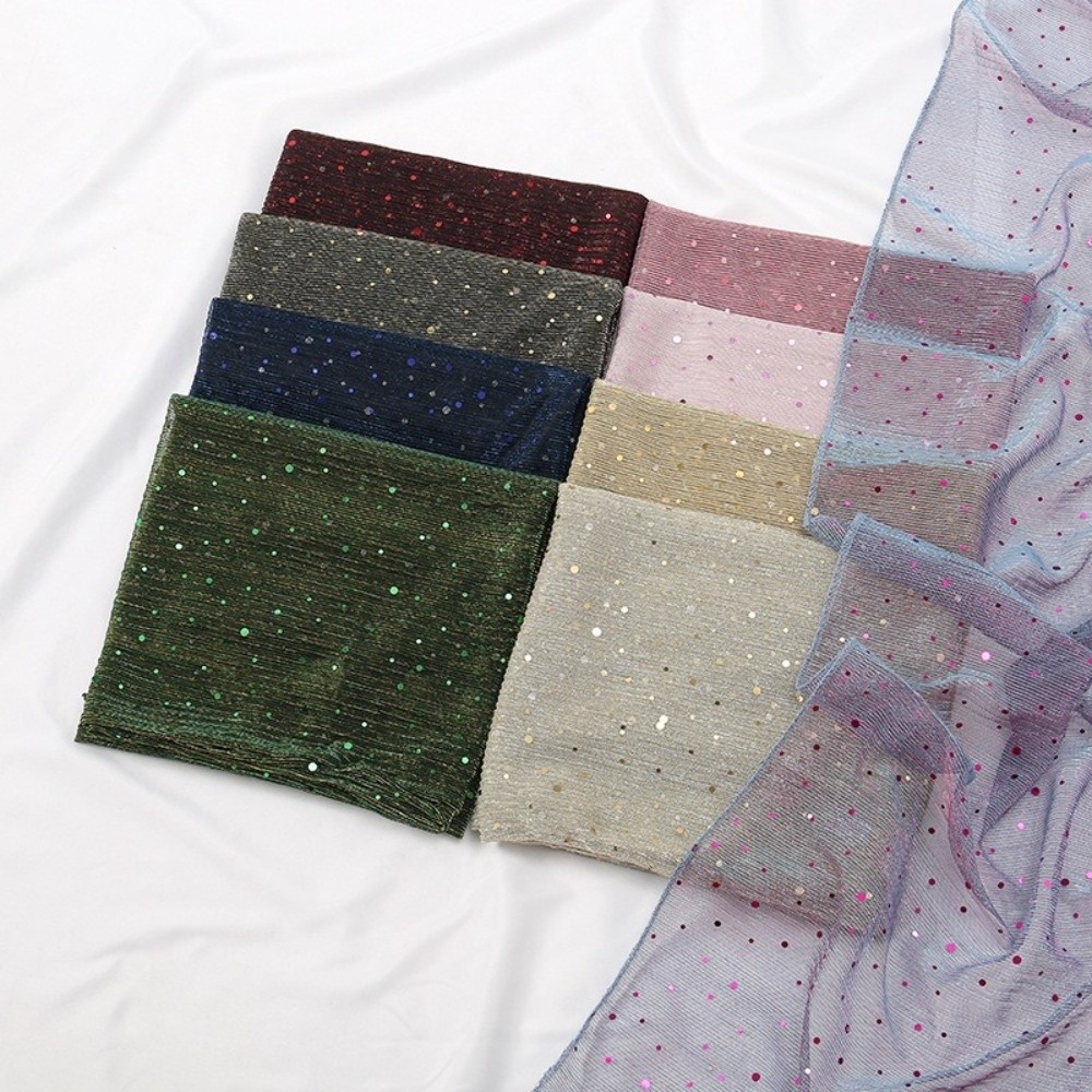 Élégant 155 × 70 cm écharpe à paillettes mince Transparent respirant Hijab léger scintillant paillettes Hijab châle pour les femmes