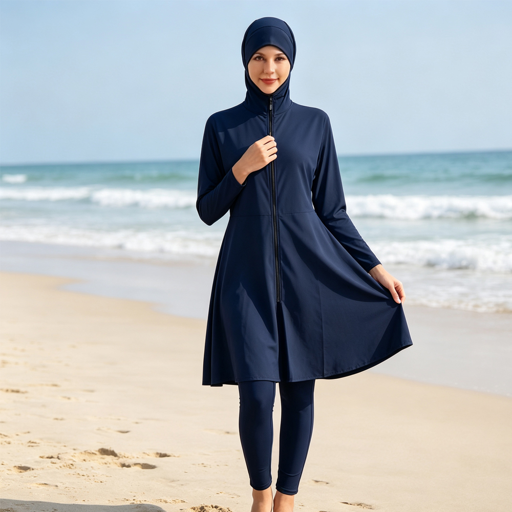 Burkini musulman modeste, maillot de bain intégral à manches longues, costume de bain islamique, hijab, maillot de bain 3 pièces, vêtements de plage pour femmes, pour la natation