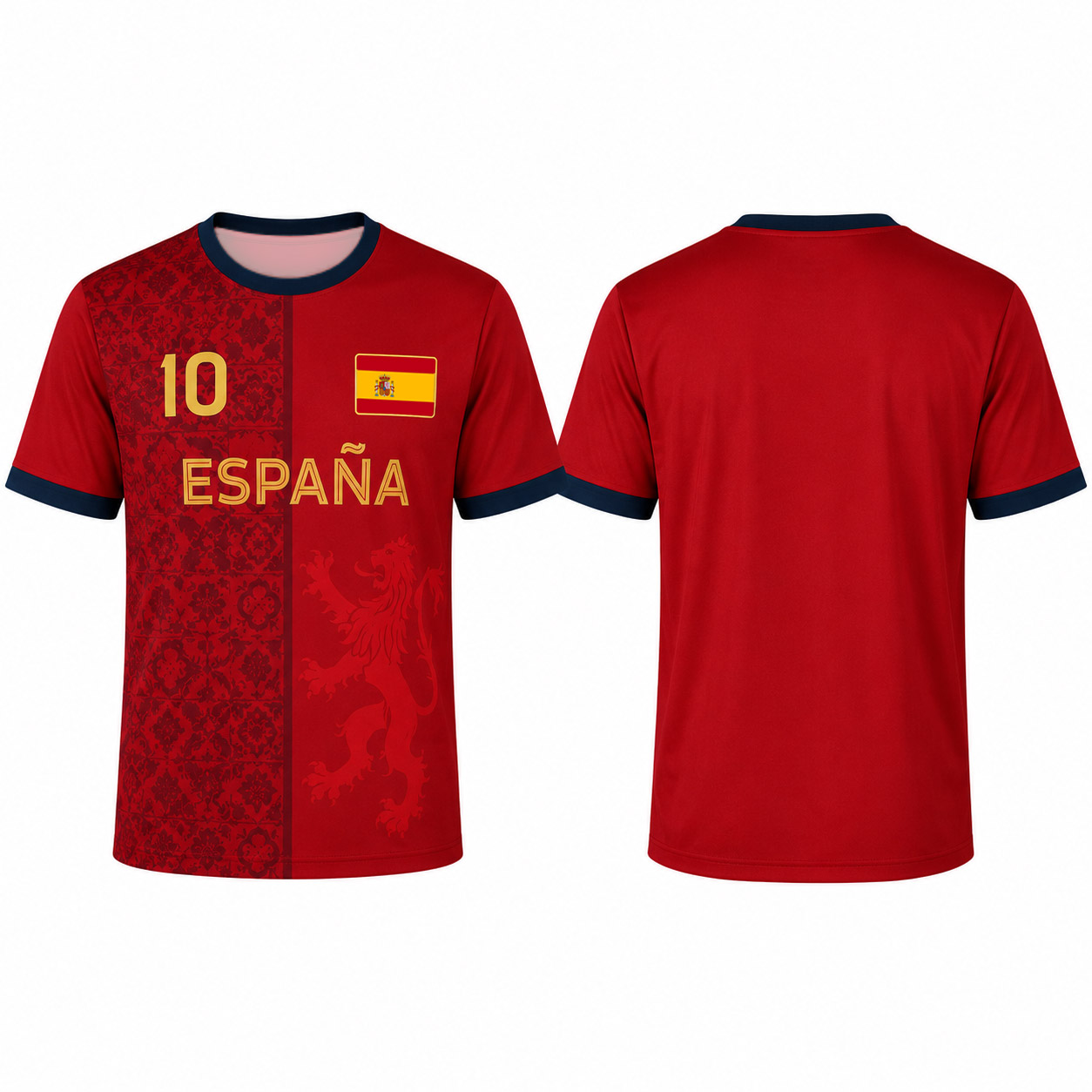 Unisexe Espagne Espana # Maillot de football à manches courtes avec drapeau national, respirant, séchage rapide, streetwear décontracté, tee-shirt d'entraînement de football
