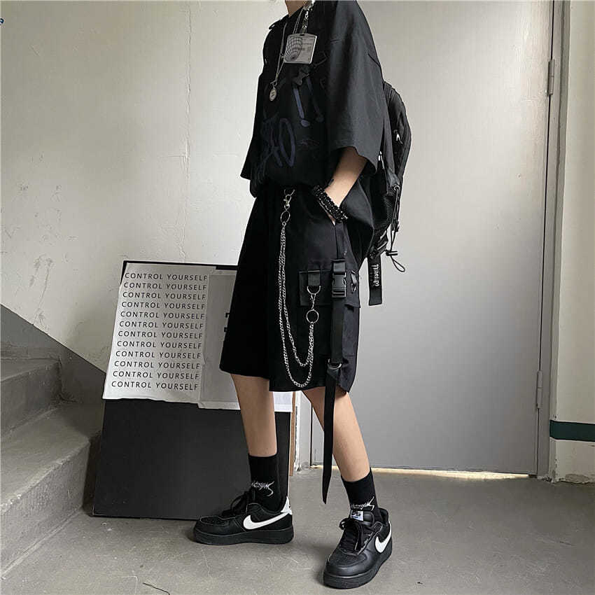 Short cargo décontracté coréen pour hommes, pantalon de sport adt, pantalon à jambe large, jogging à cinq points, streetwear d'été