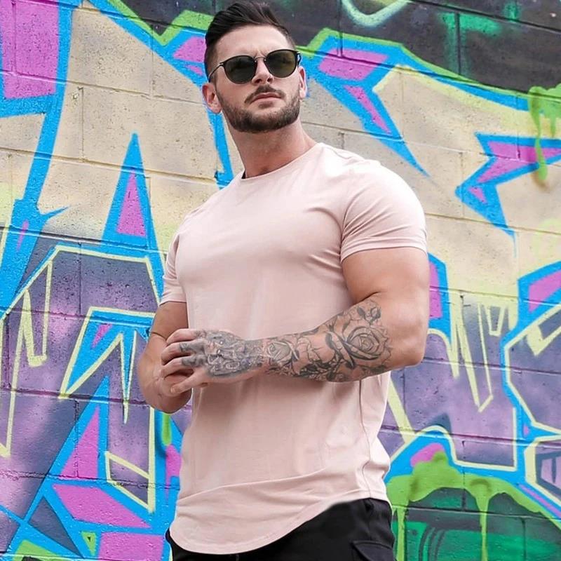 T-shirt de fitness pour hommes, T-shirt d'été à manches courtes pour entraînement athlétique, T-shirt en coton de haute qualité pour hommes, T-shirt de sport pour la salle de sport