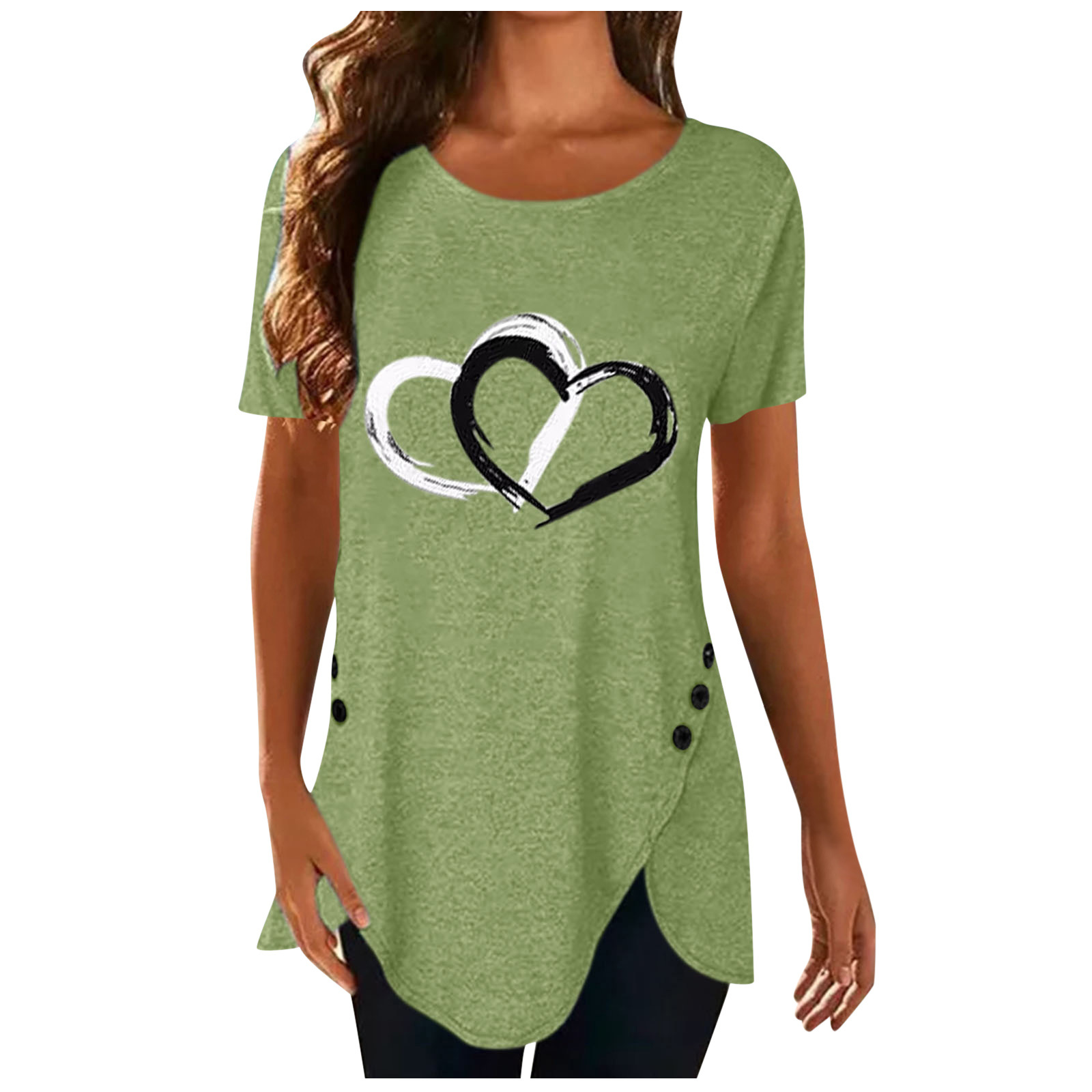 T-shirt mode grande taille hauts femmes décontracté col rond chemise t-shirts dames ample imprimé fleuri tunique chemise