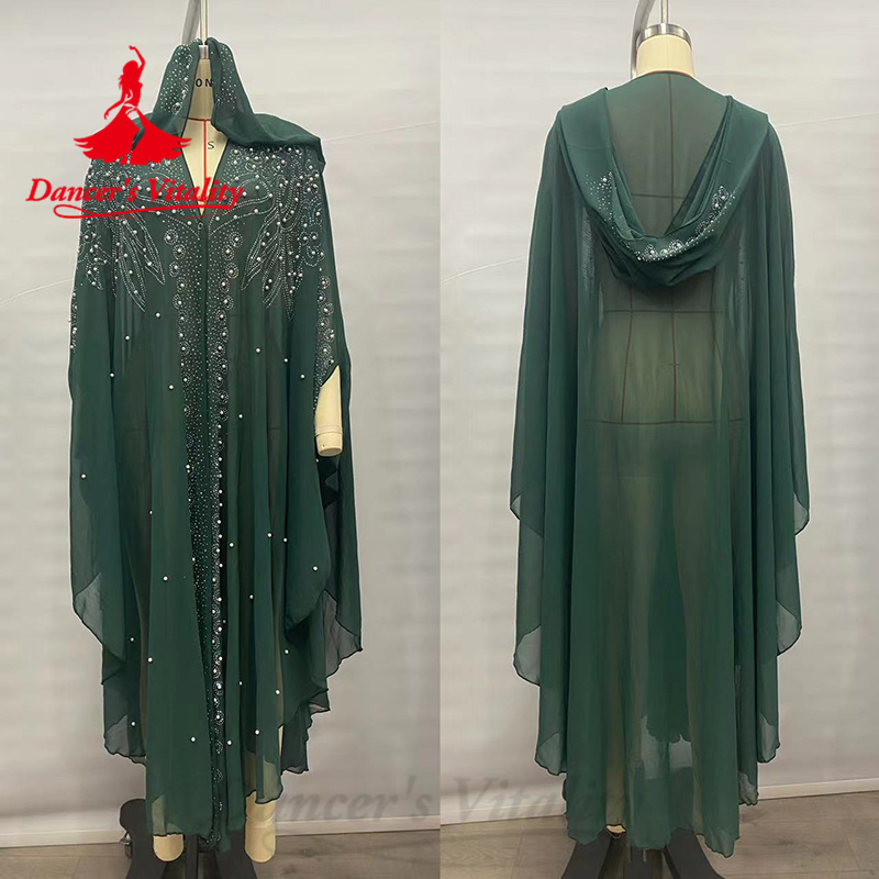 Robes de spectacle de danse du ventre pour femmes adultes, Robe en mousseline de soie avec perles exquises, Costume d'attente pour concours de danse orientale