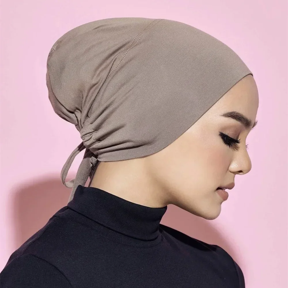 Jersey doux Modal musulman Turban chapeau intérieur Hijab casquettes islamique sous-écharpe Bonnet inde chapeau femme bandeau Turbante Mujer