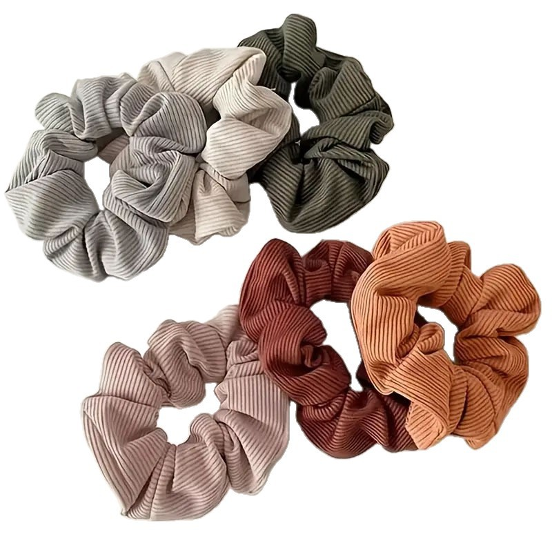 6 morceaux de grandes bandes de cheveux en tissu tricoté couleur Marmorino. Nouveau style, élégant adolescent fibre ultra-fine style coréen simple "In