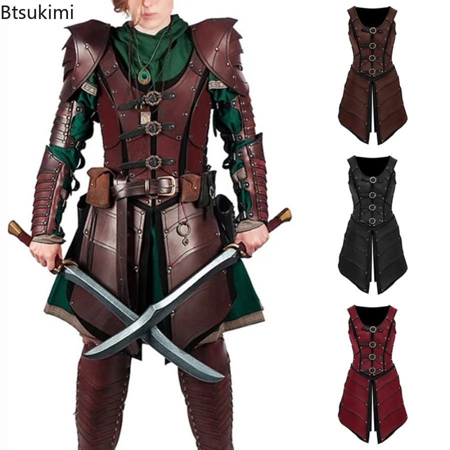 Gilet gothique Vintage en cuir Viking de la Renaissance médiévale, armure elfe Archer chevalier guerrier, Costume de Cosplay rétro, tenue d'halloween