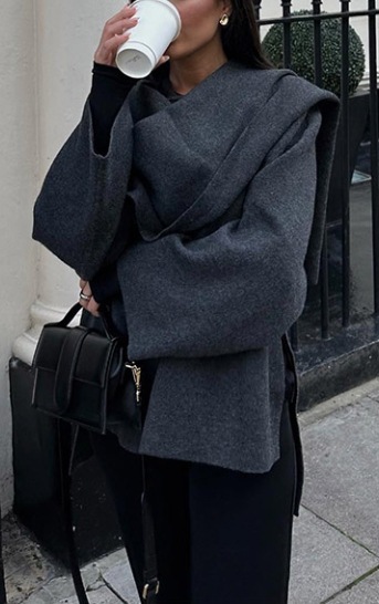 2025 hiver femme écharpe manteau à manches longues tricoté vestes asymétriques pour les femmes Streetwear casual femmes manteaux