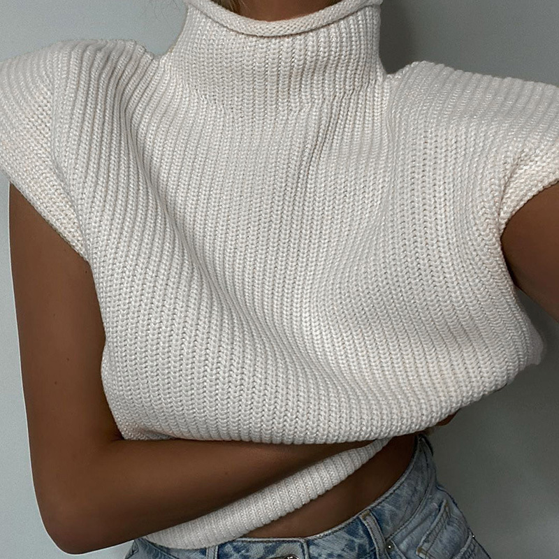 Débardeur tricoté à col roulé pour femmes, doux, chaud, intérieur moelleux, Sexy, Chic, Style coréen, paresseux, confortable, Simple, mode Y2k pour filles, automne hiver