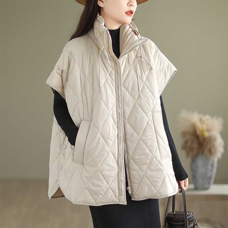Gilet en duvet de coton pour femme, veste polyvalente pour femme, veste de tempérament, veste confortable, mode simplicité, émail, automne, hiver, 2025