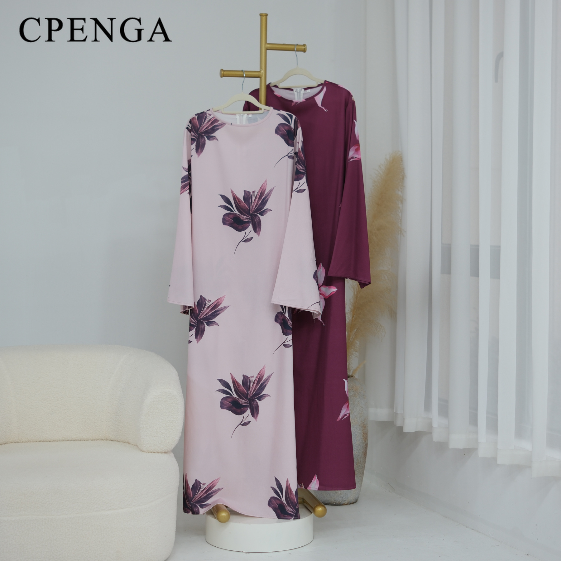 Abaya modeste pour femmes musulmanes du Moyen-Orient, élégante robe à manches longues à imprimé floral pour l'Aïd, tenue de fête islamique, kaftan turc