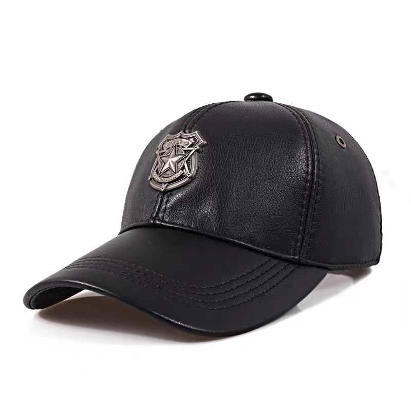 Casquette en cuir Kpop pour homme, collection Printemps 2026, en cuir de vachette véritable, réglable (55-60), style aviateur, avec badge, bordeaux, Gorra Hombre