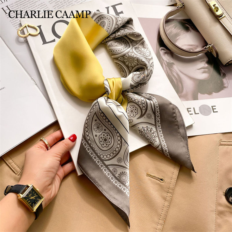 70cm foulard carré en soie femmes mode imprimé cajou cou cravate foulards femme cheveux Bandana foulard châle enveloppement Hijab foulard