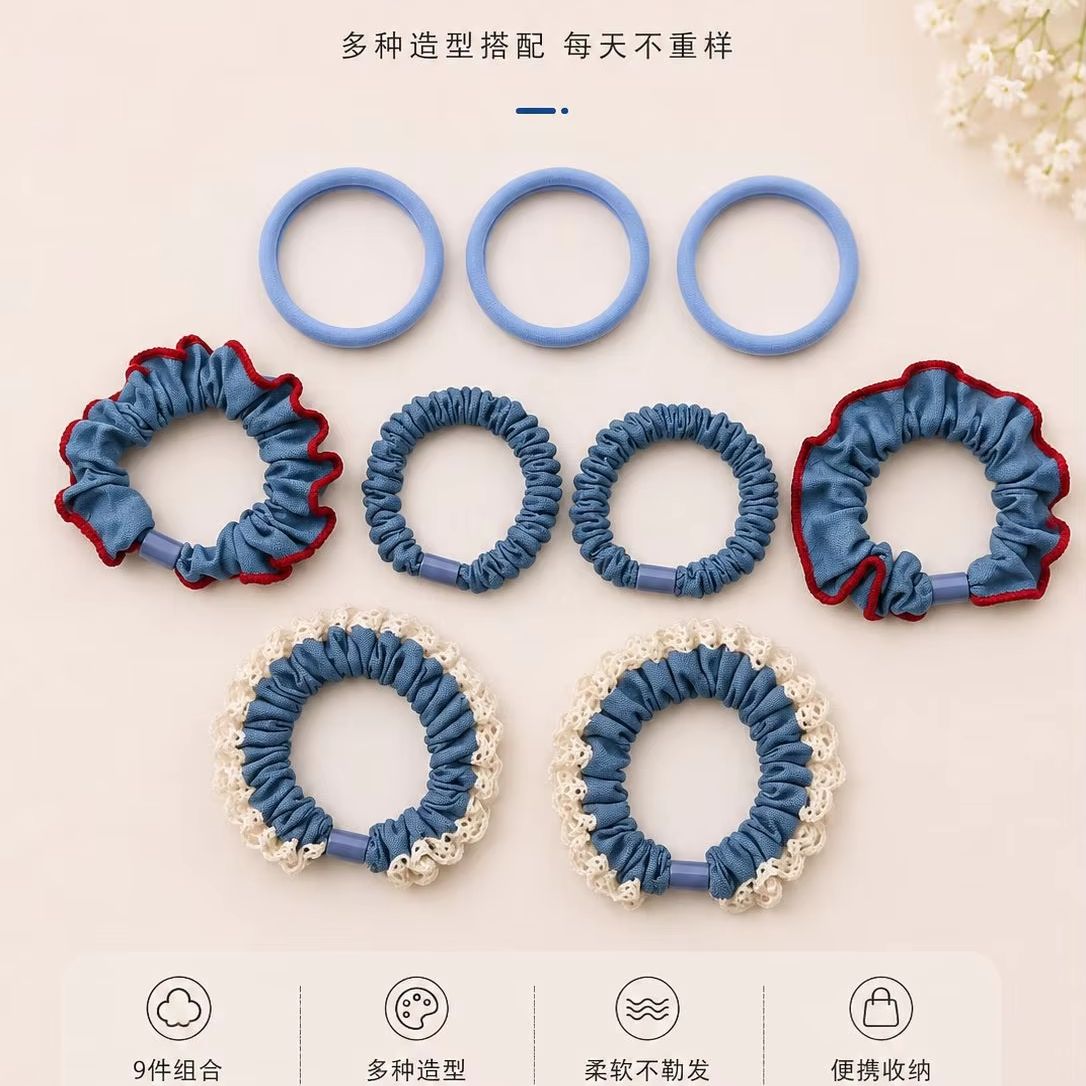 Ensemble de 9 élastiques à cheveux en tissu pour un usage quotidien, polyvalent, très élastique, doux pour les cheveux, élastiques épais pour femmes.
