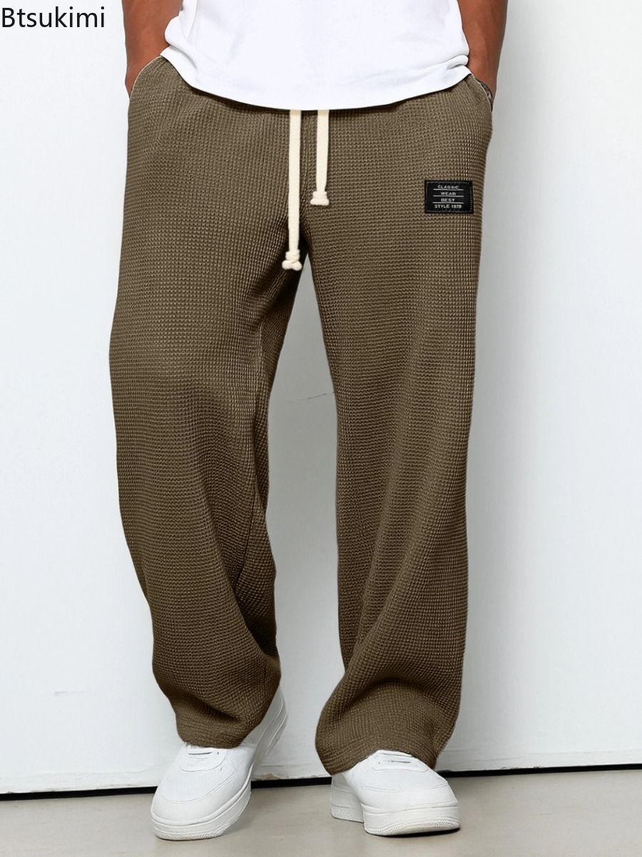 Hommes printemps et automne marque à la mode ample drapé jambe droite pantalons de survêtement décontracté jambe large sport pantalon décontracté vêtements masculins