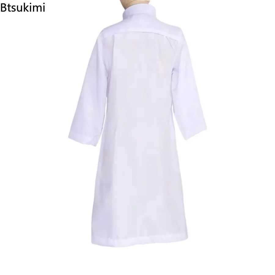 Nouveau Caftan islamique enfants Jubba Thobe garçons musulmans Abaya enfants Burqas blanc arabe col montant Robe à manches longues mode musulmane