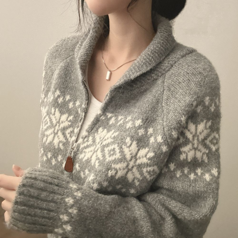 Nouveau automne hiver femmes mode élégant tricots à manches longues pull automne Style coréen décontracté haut tricoté fermeture éclair revers veste