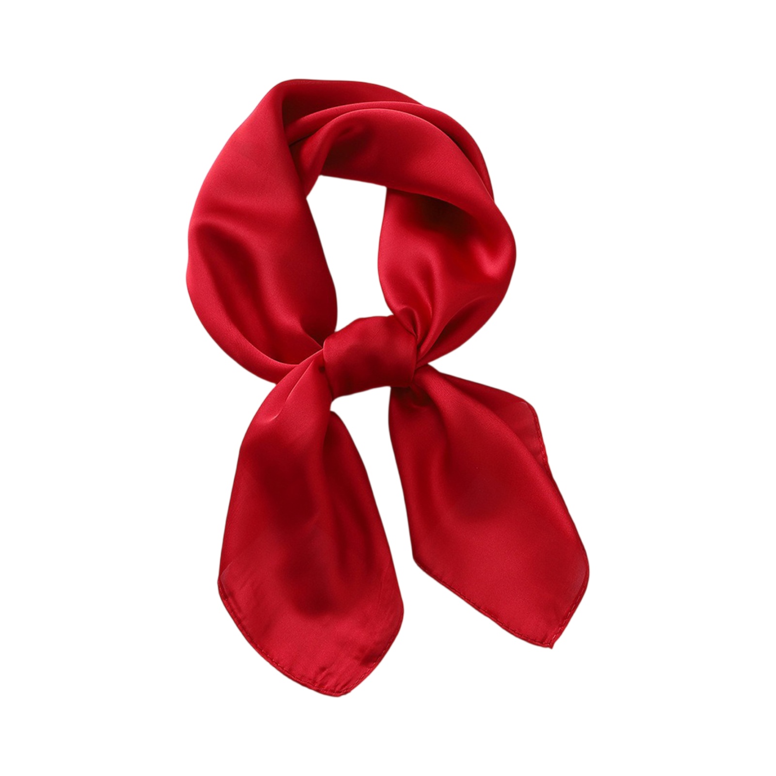 Foulard carré fin monochrome pour femme, design élégant, en satin doux, utilisable comme écharpe, bandeau ou ruban pour cheveux
