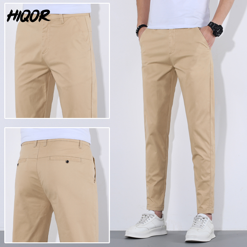 HIQOR-Pantalon Long Décontracté en Coton Fin pour Homme, Vêtement Streetwear Respirant, à la Mode, 9 Couleurs, Été