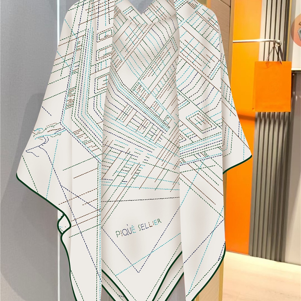 Écharpe carrée en cachemire et soie imprimée urbaine de 135 cm pour femme, châle chaud en pashmina, foulard hijab de marque, bandana