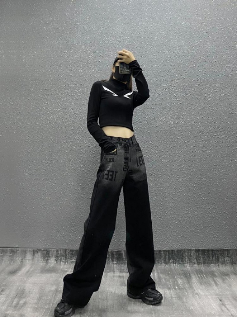 Jean Denim pantalon de luxe pour femmes 2025 pantalon d'été femme droit ample Patchwork tendance longue cravate colorant Vintage élasticité