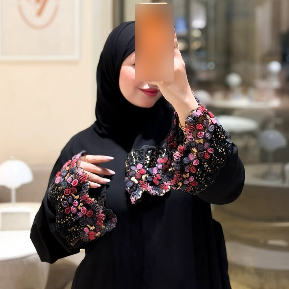 Robe Abaya pour femmes musulmanes, hijab, ensemble 2 pièces, robes de fête pour l'Aïd, cardigan, robe, costume, fleurs 3D, kaftan, jalabiya, Ramadan, Vestidos