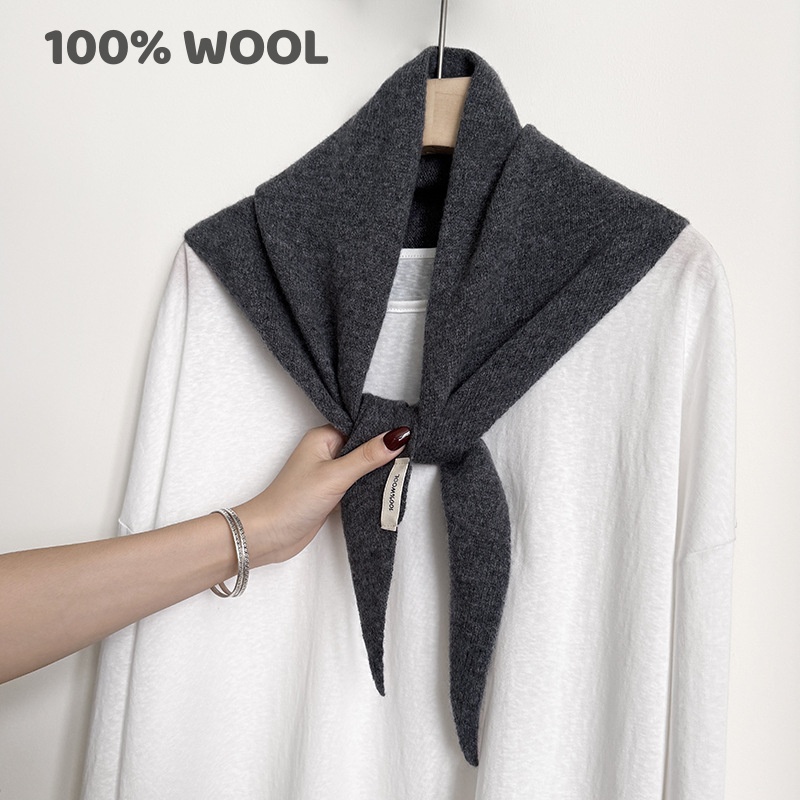 100% laine hiver écharpe pour femmes chaud triangle tricot foulards Hijab solide dame châle enveloppement femme Pashmina Bandana foulards nouveau