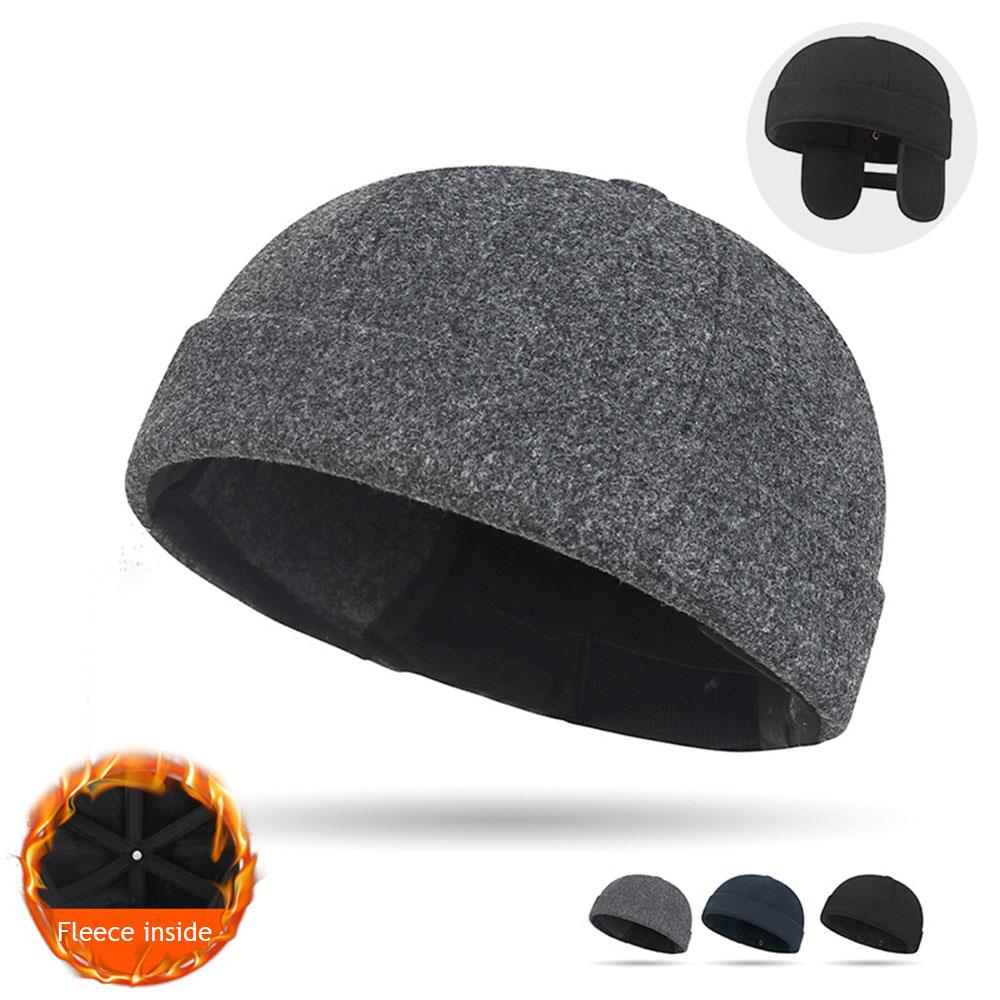 Chapeau sans bords pour propriétaire, doublé polaire, casquette Docker, dôme, Melon, décontracté, Hip Hop, réglable, coupe-vent, pour l'extérieur, garde au chaud