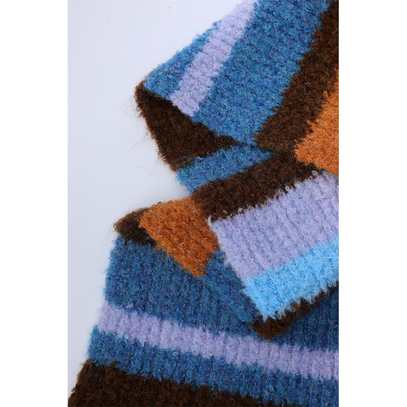 ELFSACK 2025 hiver nouveautés mignon décontracté Preppy doux rayure écharpe en peluche pour les femmes