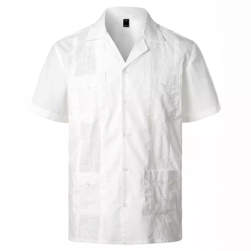Nouvelles Chemises d'été 2026 à Manches Courtes Style Arabe pour Hommes – Hauts Décontractés Unis pour Hommes – Vêtements Masculins