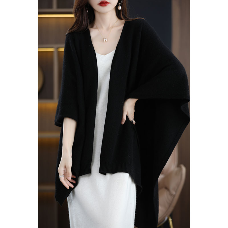 100% laine mérinos femmes grande taille pull décontracté Simple Cardigan laine tricots automne hiver vêtements chauds écharpe châles